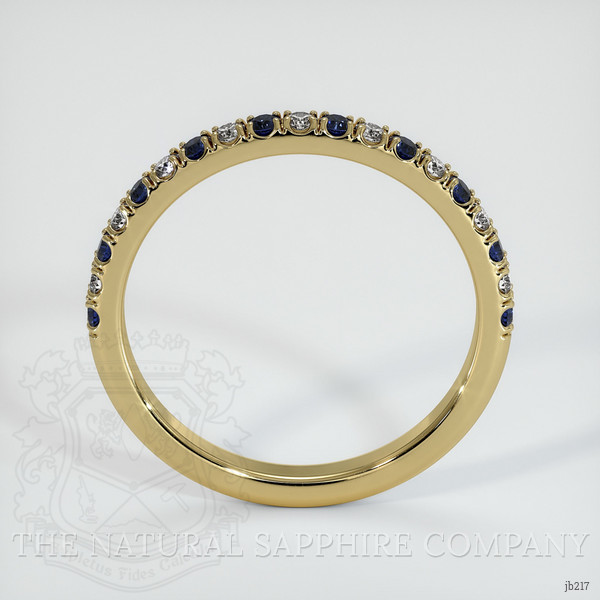 18K Yellow Gold Blue Sapphire and Diamond Pave Wedding Band