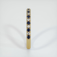 18K Yellow Gold Blue Sapphire and Diamond Pave Wedding Band Image