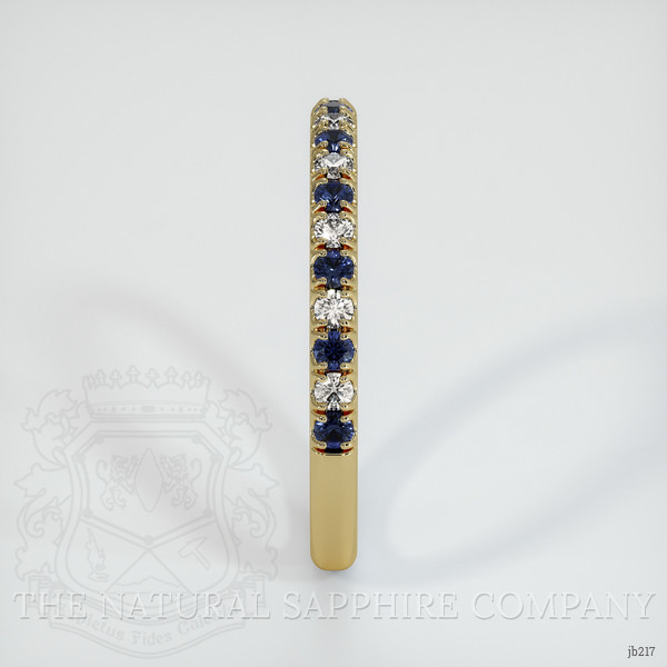 18K Yellow Gold Blue Sapphire and Diamond Pave Wedding Band
