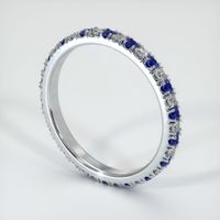 Platinum 950 Blue Sapphire and Diamond Eternity Wedding Band Image