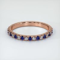 14K Rose Gold Blue Sapphire and Diamond Eternity Wedding Band Video