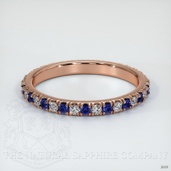 14K Rose Gold Blue Sapphire and Diamond Eternity Wedding Band