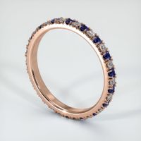 14K Rose Gold Blue Sapphire and Diamond Eternity Wedding Band Image