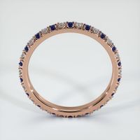 14K Rose Gold Blue Sapphire and Diamond Eternity Wedding Band Image