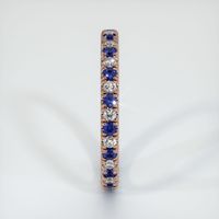 14K Rose Gold Blue Sapphire and Diamond Eternity Wedding Band Image