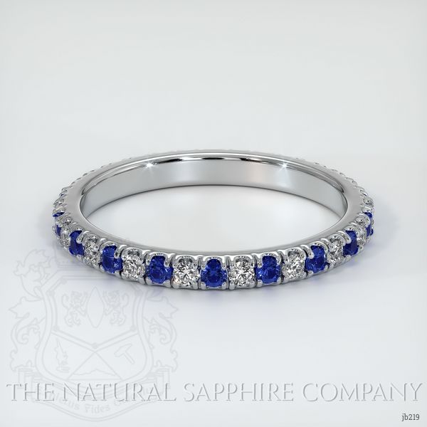 14K White Gold Blue Sapphire and Diamond Eternity Wedding Band