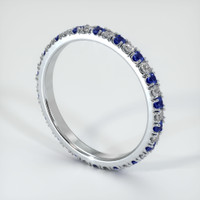 14K White Gold Blue Sapphire and Diamond Eternity Wedding Band Image