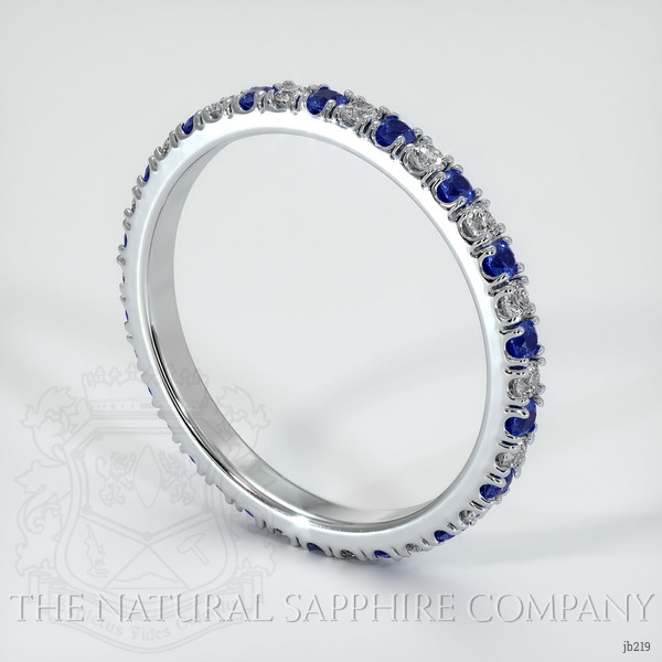 14K White Gold Blue Sapphire and Diamond Eternity Wedding Band