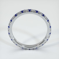 14K White Gold Blue Sapphire and Diamond Eternity Wedding Band Image