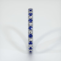 14K White Gold Blue Sapphire and Diamond Eternity Wedding Band Image