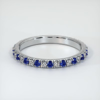 18K White Gold Blue Sapphire and Diamond Eternity Wedding Band Video