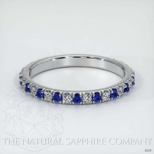 18K White Gold Blue Sapphire and Diamond Eternity Wedding Band