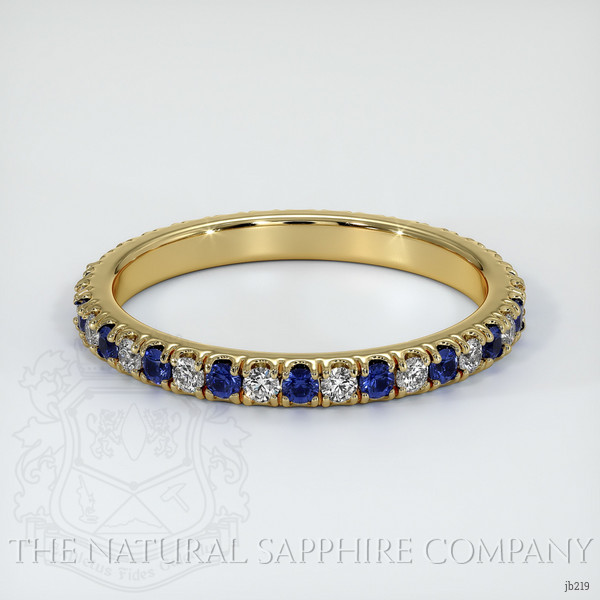 18K Yellow Gold Blue Sapphire and Diamond Eternity Wedding Band