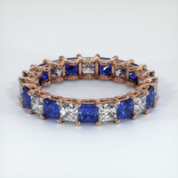 14K Rose Gold Blue Sapphire and Diamond Eternity Wedding Band Video