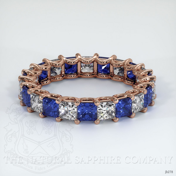 14K Rose Gold Blue Sapphire and Diamond Eternity Wedding Band