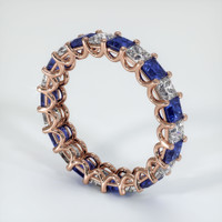 14K Rose Gold Blue Sapphire and Diamond Eternity Wedding Band Image