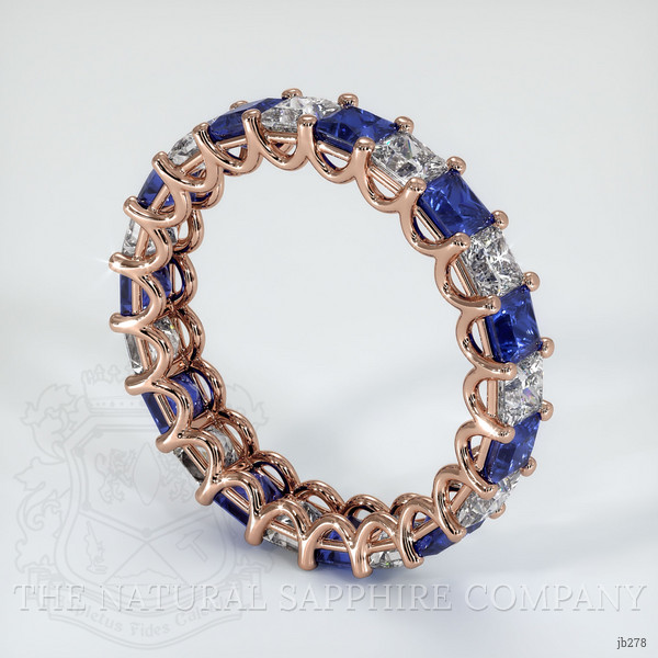 14K Rose Gold Blue Sapphire and Diamond Eternity Wedding Band