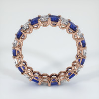 14K Rose Gold Blue Sapphire and Diamond Eternity Wedding Band Image