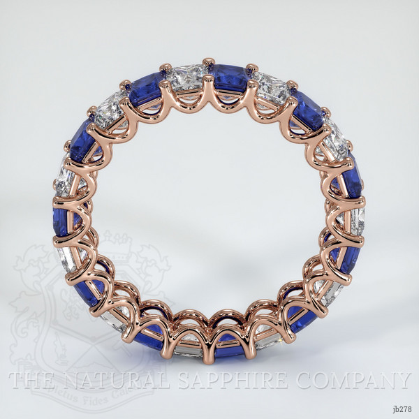 14K Rose Gold Blue Sapphire and Diamond Eternity Wedding Band