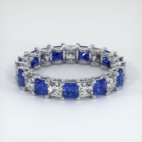 14K White Gold Blue Sapphire and Diamond Eternity Wedding Band Video