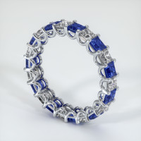 14K White Gold Blue Sapphire and Diamond Eternity Wedding Band Image