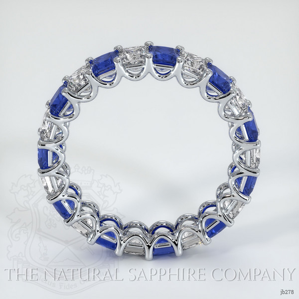 14K White Gold Blue Sapphire and Diamond Eternity Wedding Band