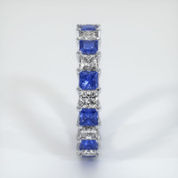 14K White Gold Blue Sapphire and Diamond Eternity Wedding Band Image
