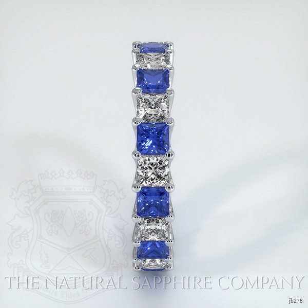 14K White Gold Blue Sapphire and Diamond Eternity Wedding Band