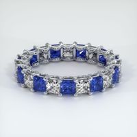 18K White Gold Blue Sapphire and Diamond Eternity Wedding Band Video