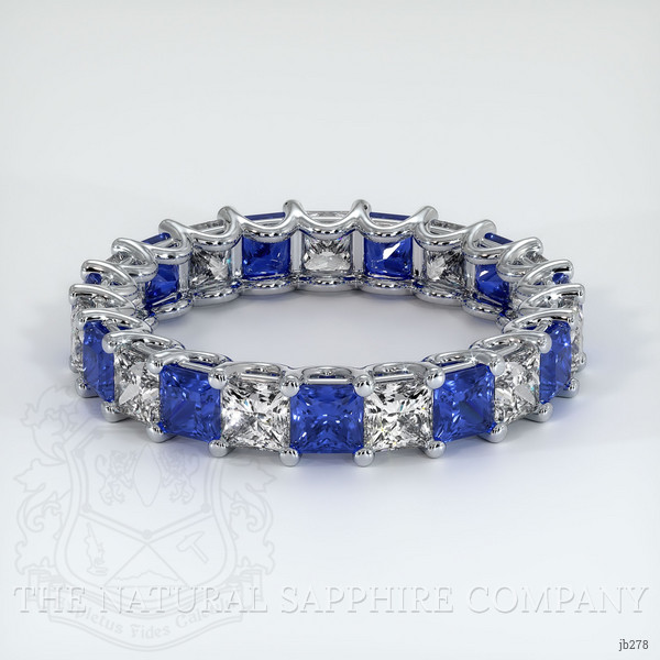 18K White Gold Blue Sapphire and Diamond Eternity Wedding Band