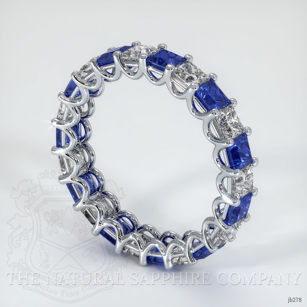 18K White Gold Blue Sapphire and Diamond Eternity Wedding Band