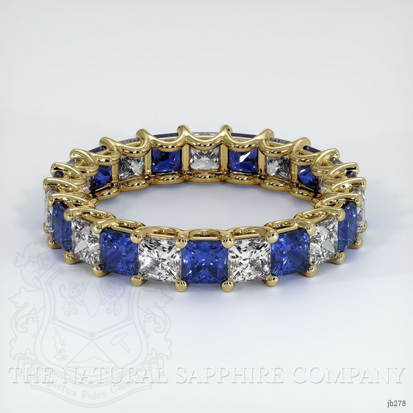 18K Yellow Gold Blue Sapphire and Diamond Eternity Wedding Band