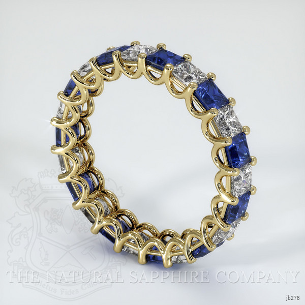 18K Yellow Gold Blue Sapphire and Diamond Eternity Wedding Band