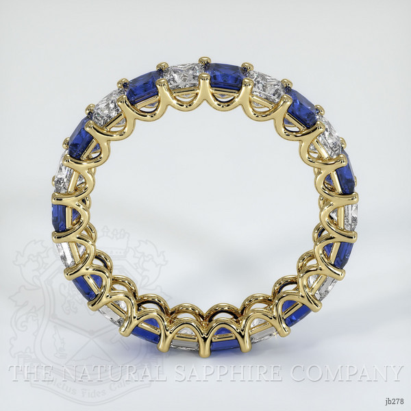 18K Yellow Gold Blue Sapphire and Diamond Eternity Wedding Band
