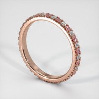 14K Rose Gold Pink Sapphire and Diamond Eternity Wedding Band Image