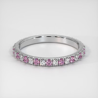 14K White Gold Pink Sapphire and Diamond Eternity Wedding Band Video