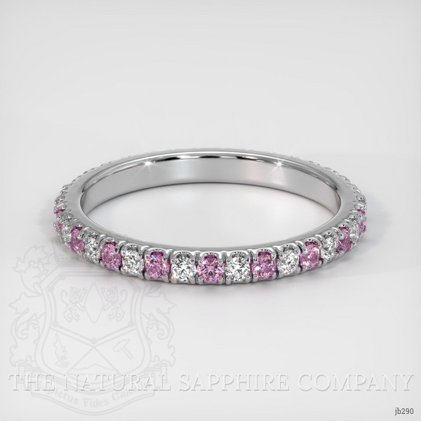 14K White Gold Pink Sapphire and Diamond Eternity Wedding Band