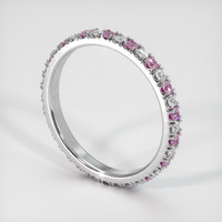 14K White Gold Pink Sapphire and Diamond Eternity Wedding Band Image