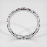 14K White Gold Pink Sapphire and Diamond Eternity Wedding Band Image