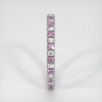 14K White Gold Pink Sapphire and Diamond Eternity Wedding Band Image