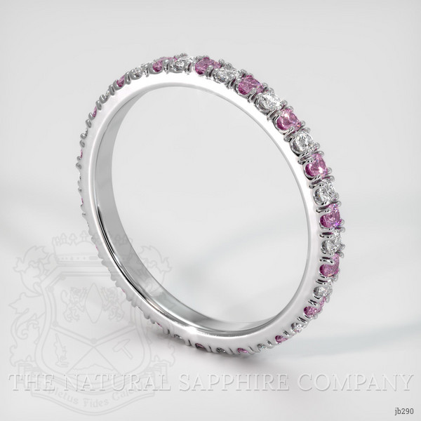 18K White Gold Pink Sapphire and Diamond Eternity Wedding Band