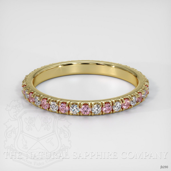 14K Yellow Gold Pink Sapphire and Diamond Eternity Wedding Band