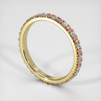 14K Yellow Gold Pink Sapphire and Diamond Eternity Wedding Band Image