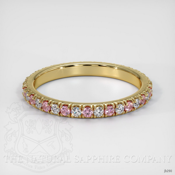 18K Yellow Gold Pink Sapphire and Diamond Eternity Wedding Band