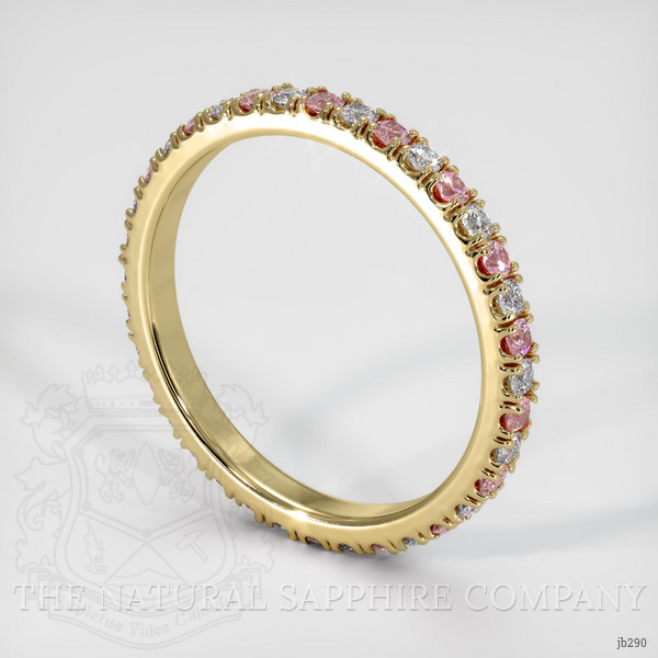 18K Yellow Gold Pink Sapphire and Diamond Eternity Wedding Band