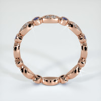 14K Rose Gold Blue Sapphire and Diamond Antique Style Wedding Band Image