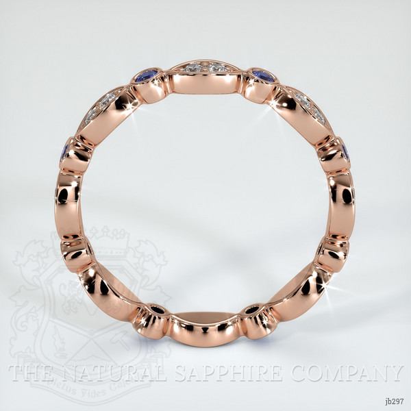 14K Rose Gold Blue Sapphire and Diamond Antique Style Wedding Band