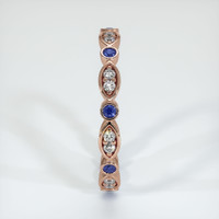 14K Rose Gold Blue Sapphire and Diamond Antique Style Wedding Band Image