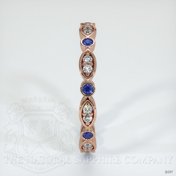 14K Rose Gold Blue Sapphire and Diamond Antique Style Wedding Band