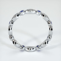 14K White Gold Blue Sapphire and Diamond Antique Style Wedding Band Image